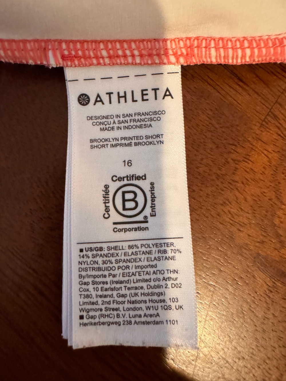 Athleta Brooklyn Printed Shorts Floral Blossom Orange Pink Size 16 - Picture 8 of 9